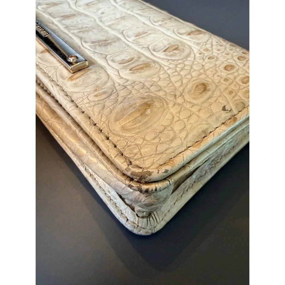 Brahmin Wristlet Wallet OS Cream Gold Croc Embossed Leather